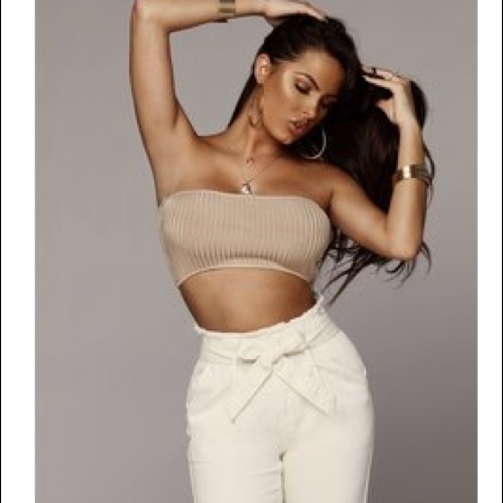 NWT Jluxlabel Taupe Must Have Ribbed Bandeau